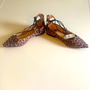 Express Lace Up Ballerina Flats Leopard Size 8